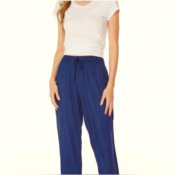 Bobi Los Angeles Elastic Pull-on Ankle Navy Naval Slim Pant Size Small Tapered - Picture 2 of 9